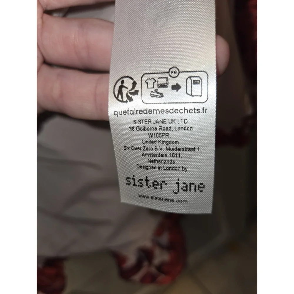 Sister Jane Wild Berry Floral Jacquard Mini Dress. Vibrant Rose. M - Picture 4 of 13